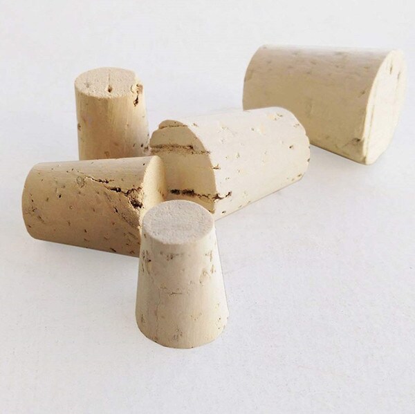 Mixed sizes of natural tapered cork